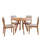 Ver imagem 2 de Sala de Jantar Mesa Acerola Redonda 109cm sem Vidro com 4 Cadeiras Sabiá Marrom/Cinamomo/Cinza