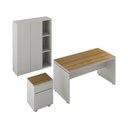 Ver imagem 1 de Conjunto de Escritório Office 3 Peças Mesa Gaveteiro Armário Hera - Via Nossa - Fendi e Freijó