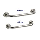 Ver imagem 2 de Kit de 2 Barras de Apoio 40 e 80cm Aço Inoxidável Polido Barra de Apoio para Box Banheiro Idoso Prem
