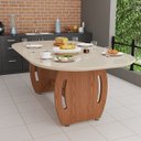 Ver imagem 2 de Mesa de Jantar Oval com Tampo de Vidro e 2 Bancos para Sala de Jantar