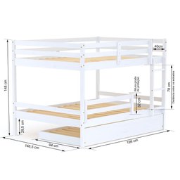 Treliche Casal Casal Dreams com Grade de Proteção Madeira Maciça Branco Megamobilia - 2