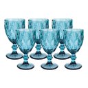 Ver imagem 1 de Jogo 6 Taças de Vidro Diamond Diamante Azul 300ml Água Class Home