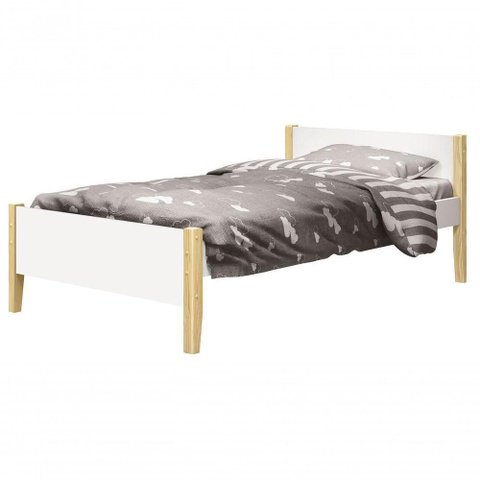 Cama Babá Solteiro Simba Branco Fosco com Natural - Reller