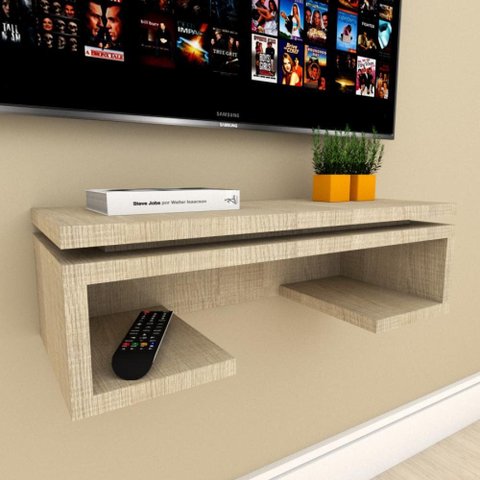 Rack Mini Aparador Amadeirado Moderno Cantinho Café Escritorio Simples Bancada Suspensa