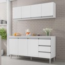 Ver imagem 4 de Balcão Gabinete 150cm 3 Portas e Armário Aéreo Branco