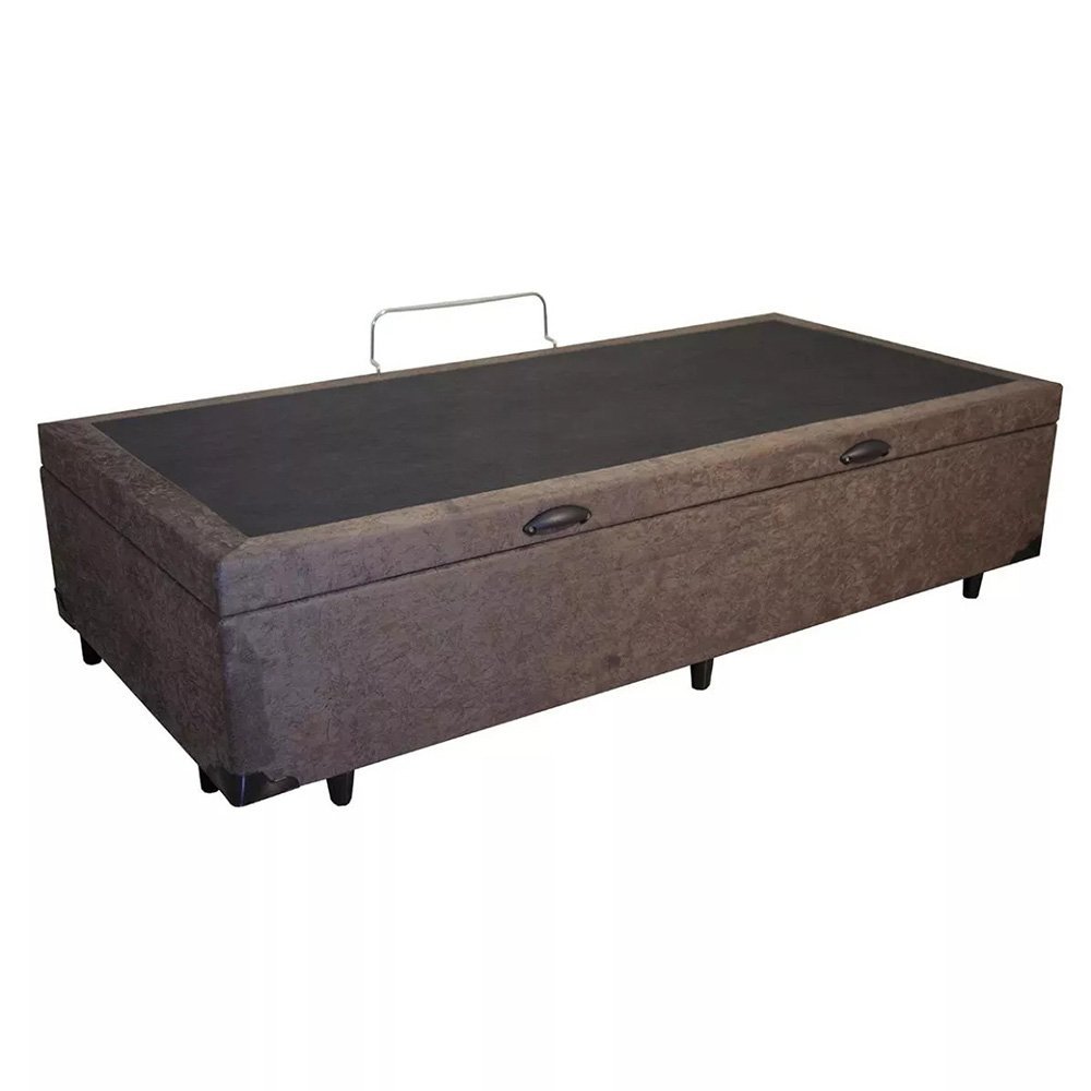 Cama Box Baú Solteiro Confort Suede Marrom + Colchão Solteiro Confort Molas Bonnel 61x88x188 - 6