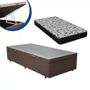 Ver imagem 2 de Cama Box Baú Solteiro Confort Suede Marrom + Colchão Solteiro Confort Molas Bonnel 61x88x188