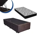 Ver imagem 3 de Cama Box Baú Solteiro Confort Suede Marrom + Colchão Solteiro Confort Molas Bonnel 61x88x188