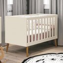 Ver imagem 2 de Berço Mini Cama Theo Retrô Areia Fosco com Pés Amadeirado e Colchão D18 - Reller Móveis