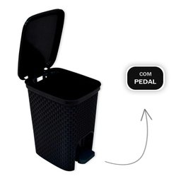 Lixeira com Pedal Trama Rattan 7 Litros Preta - 1