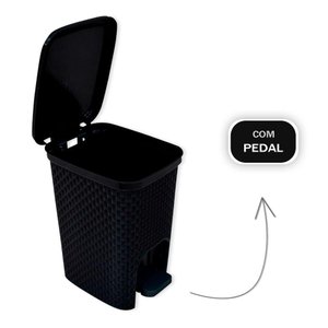 Lixeira com Pedal Trama Rattan 7 Litros Preta