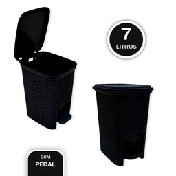 Lixeira com Pedal Trama Rattan 7 Litros Preta - 2