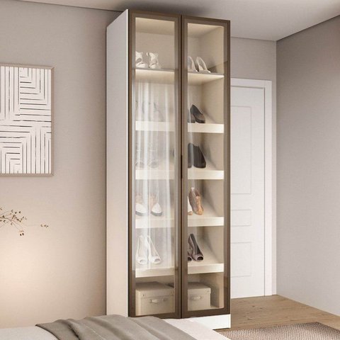 Sapateira Planejada 100% MDF 2 Portas Reflecta Orion CabeCasa MadeiraOriginals Bege