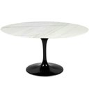 Ver imagem 1 de Mesa de Jantar Saarinen Oval 160x90 Cm Mármore Branco Extra Base Preta