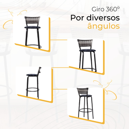 Banqueta Alta para Cozinha Junco Degradê Bancada Bistrô Balcão Ilhas Área Gourmet Piscina - 5