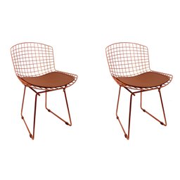 Kit 2 Cadeiras Bertoia Cobre com Assento Cobre - 1
