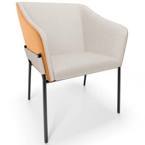 Cadeira para Sala de Jantar Estar Living Olívia L02 Linho Cru Couríssimo Whisky