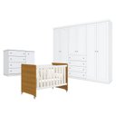 Ver imagem 1 de Quarto de Bebê Americano 6 Portas com Berço Americano Evolution 4 em 1 Branco Acetinado Savana Relle