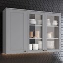 Ver imagem 2 de Armario Aereo 3 Portas Vidro Mdf 120 Cm Americana C363 Cinza Henn
