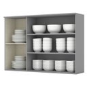 Ver imagem 3 de Armario Aereo 3 Portas Vidro Mdf 120 Cm Americana C363 Cinza Henn