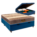 Ver imagem 1 de Cama Box Bau Azul Casal + Colchão D26 Ortophedic Sankonfort
