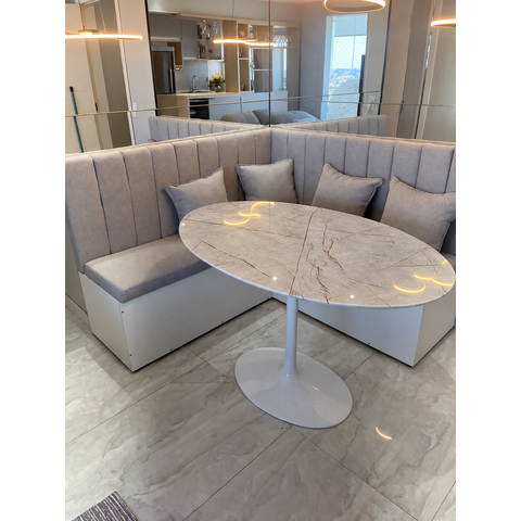 Mesa de Jantar Saarinen Oval 130x80cm em MDF Pietra Bronze