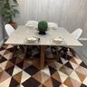 Sala de Jantar Mesa Versatille Quadrada com 8 Cadeiras Dilly Giratórias D'confort Design Linho Mescl - 5