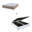 Ver imagem 1 de Cama Box Baú Casal 138 Bipartido Sintético Branco com Colchão Ortobom Airtech Spring Pocket D26 Bege