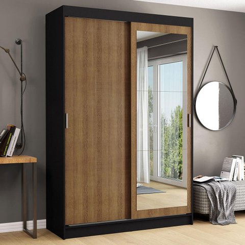 Guarda-roupa Solteiro Madesa Tokio 2 Portas de Correr com Espelho 2 Gavetas