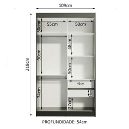 Guarda-roupa Solteiro Madesa Tokio 2 Portas de Correr com Espelho 2 Gavetas - 11