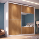 Ver imagem 2 de Guarda Roupa Casal com Espelho 100% MDF 2 Portas de Correr 4 Gavetas London Prime Yescasa Branco
