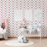 Papel de Parede Geométrico Triângulos Rosa Cinza e Branco - 4
