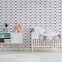 Ver imagem 2 de Papel de Parede Geométrico Triângulos Rosa Cinza e Branco