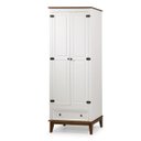 Ver imagem 1 de Guarda Roupa Solteiro Madeira Maciça Rústico 2 Portas 1 Gaveta Branco - Apaixone & Decore