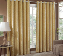 Ver imagem 1 de Cortina Jacquard Sala e Quarto 5,00x2,80 Dourado Ilhós Quadrado Cromado