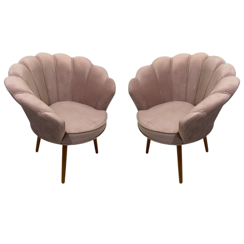 Kit 2 Poltronas Pétala Veludo Rose Pés Palito - Bela Móveis