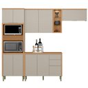 Ver imagem 1 de Cozinha Completa Allune 10 Portas 3 Gavetas 100% Mdf Jequitibá/gris- Linea Brasil