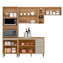 Ver imagem 3 de Cozinha Completa Allune 10 Portas 3 Gavetas 100% Mdf Jequitibá/gris- Linea Brasil