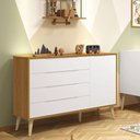Ver imagem 3 de Cômoda com Porta Retrô Elfe 4 Gavetas MDF Puxador Embutido Branco Acetinado
