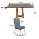Ver imagem 4 de Mesa Jantar Isabela 1,2m Freijó Pés Cerejeira 4 Cadeiras Heloísa Almofadada - Cinza Veludo