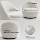 Ver imagem 4 de Poltrona Orgânica Kaira Giratória Bouclé Sheep Off White - Nexta Casa