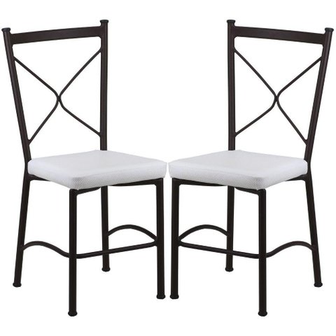 Kit 2 Cadeiras Buffet em Alumínio Marrom com Branco