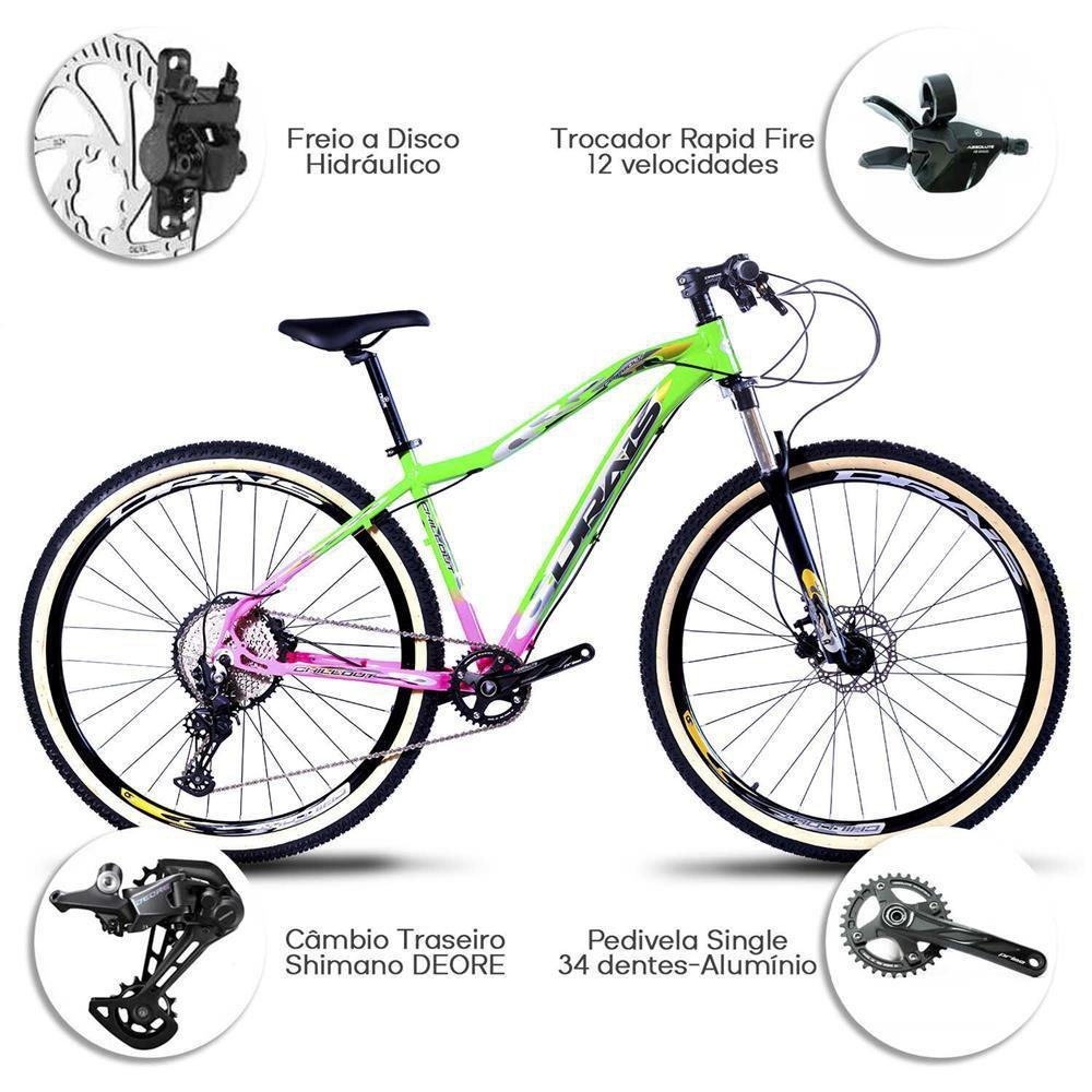 Bicicleta Aro 29 Drais 12V Câmbio Deore Shimano 19'' Verde/Rosa - H399 - 2