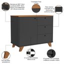 Ver imagem 4 de Balcão para Escritório Home Office Multiuso Lugano A02 Freijó Preto - Lyam Decor