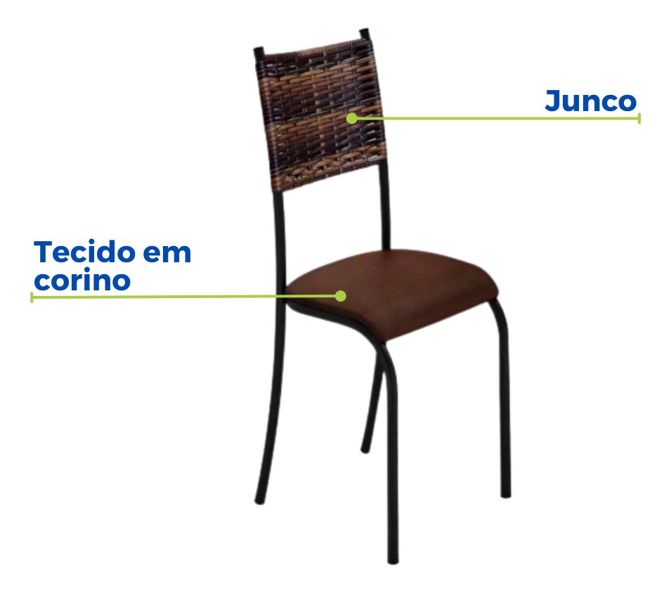 Conjunto Kit 4 Cadeiras Metal Junco Almofada Lazer Cozinha - 3