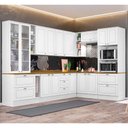 Ver imagem 1 de Cozinha Modulada de Canto 10 Peças 14 Portas 7 Gavetas Americana Henn - Branco/nature