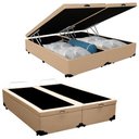 Ver imagem 1 de Cama Box Baú Casal Bipartido Sintético Bege Emth 138x188x40