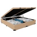 Ver imagem 3 de Cama Box Baú Casal Bipartido Sintético Bege Emth 138x188x40