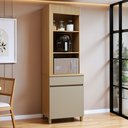Ver imagem 1 de Paneleiro Torre Angular 1 Porta 1 Gaveta 65cm 100% MDF Realeza Premium Bege/Carvalho/Greige