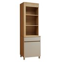 Ver imagem 2 de Paneleiro Torre Angular 1 Porta 1 Gaveta 65cm 100% MDF Realeza Premium Bege/Carvalho/Greige